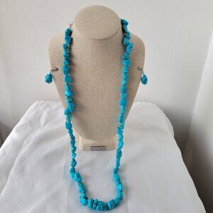 Turquoise Nugget Beaded Raw Polished Necklace Set-Bold Southwestern Statement